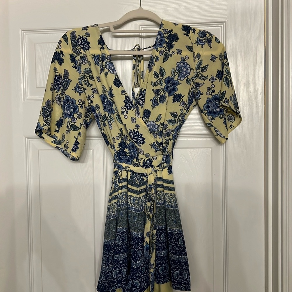 Blue & Yellow Patterned Romper